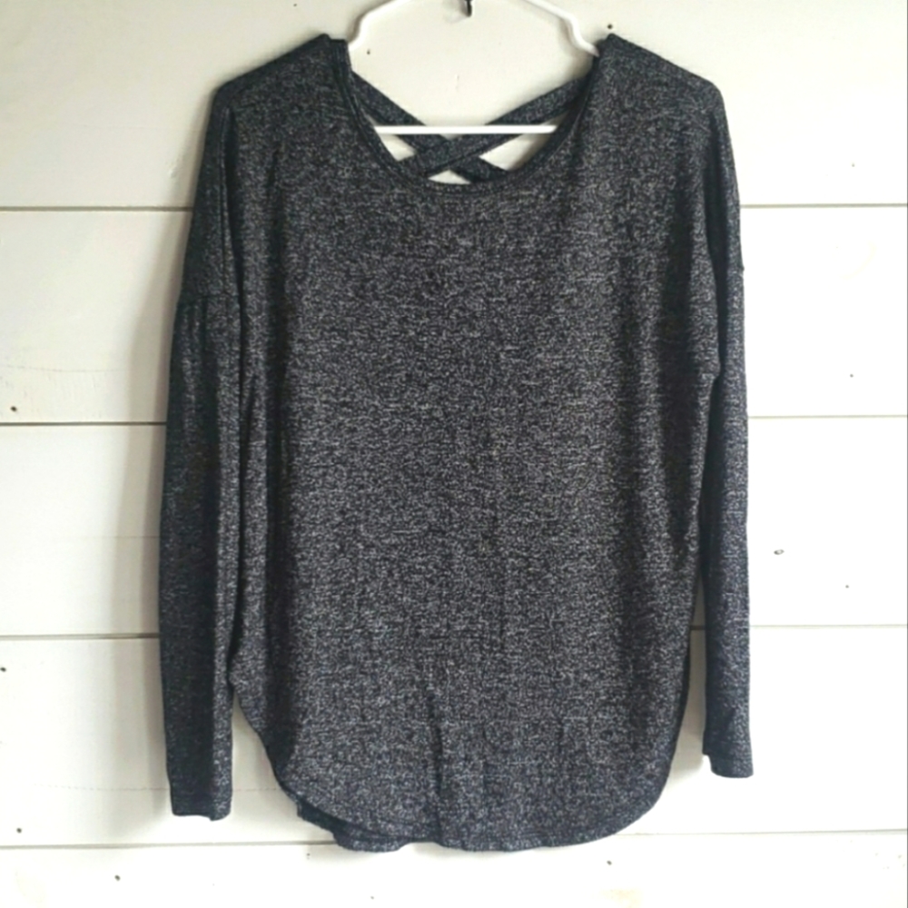 DARK HEATHER GRAY BLOUSE TOP